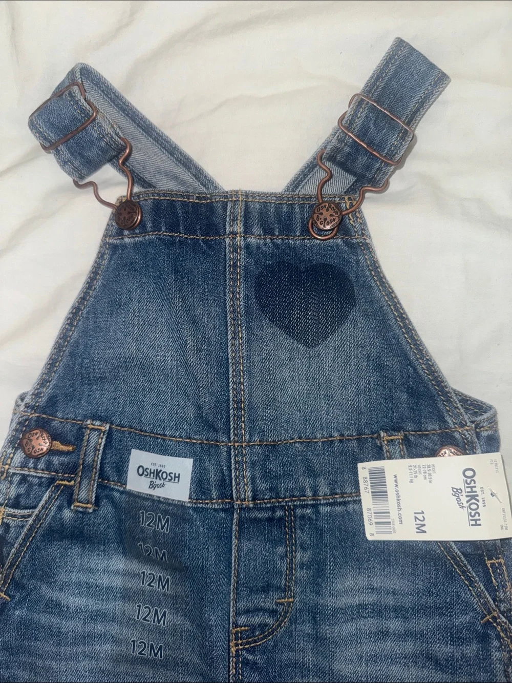 OshKosh B'gosh Blue Denim Overall Skirt with Heart Detail